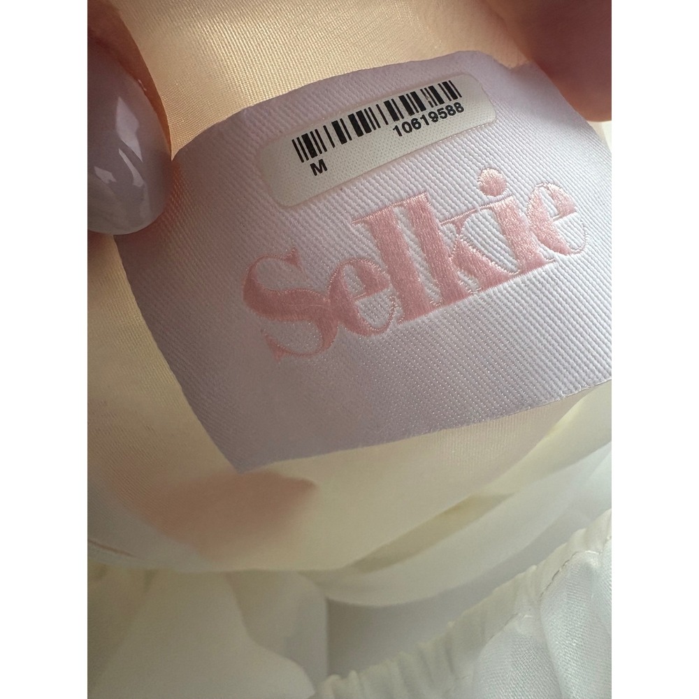 Selkie White Puff Dress Size Medium Organza Mini Babydoll - Picture 9 of 15